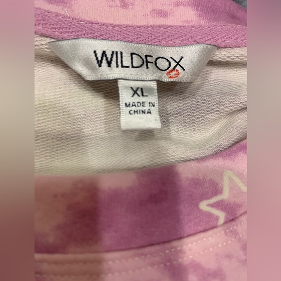 NWT Wildfox Tie Dye Stars 2 Piece loungewear shorts & top purple white Size XL - Picture 6 of 9